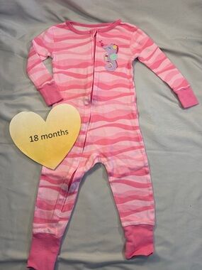 Kids Headquarters Pink Baby Onesie Blanket Sleeper w/ seahorse design